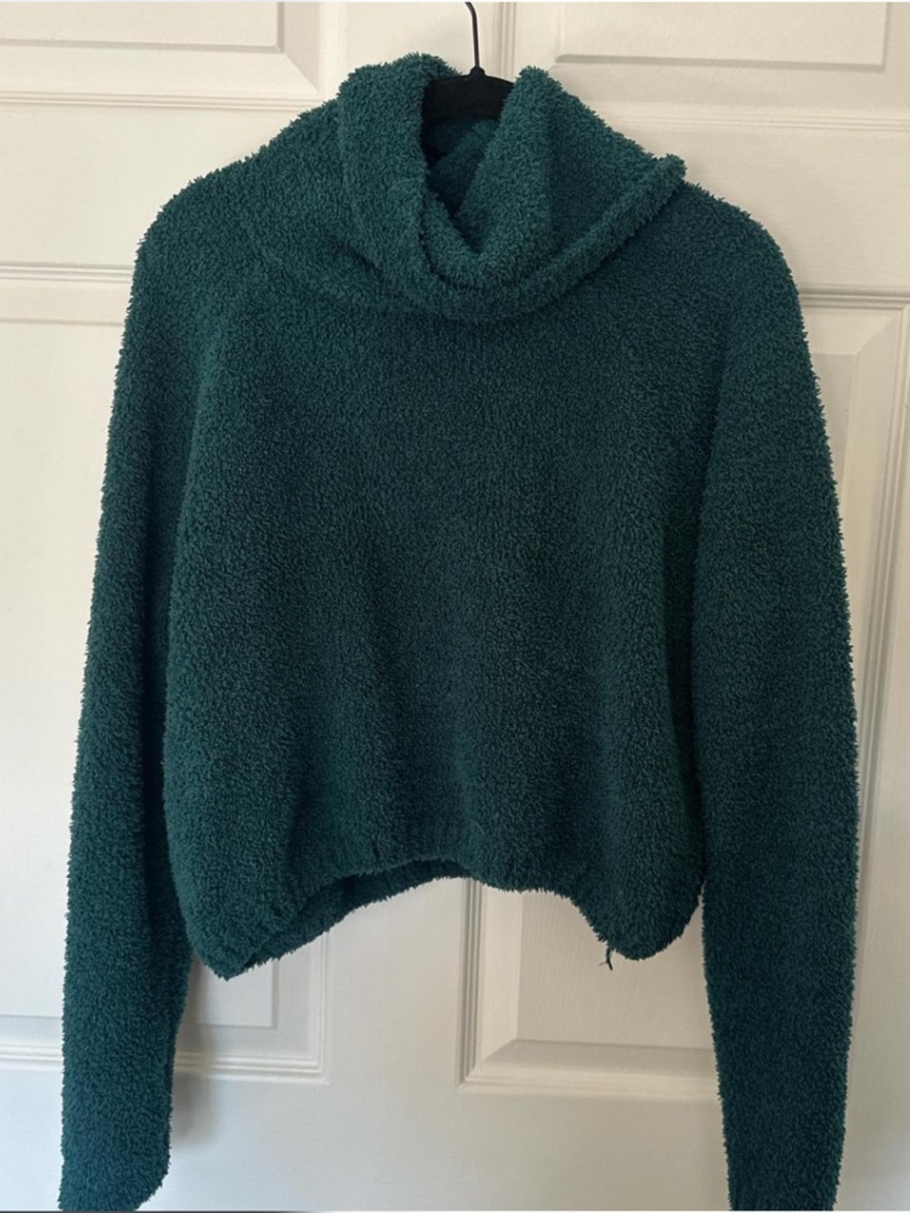 Hollister Plush Cropped Funnel Neck Sweater - Teal Green